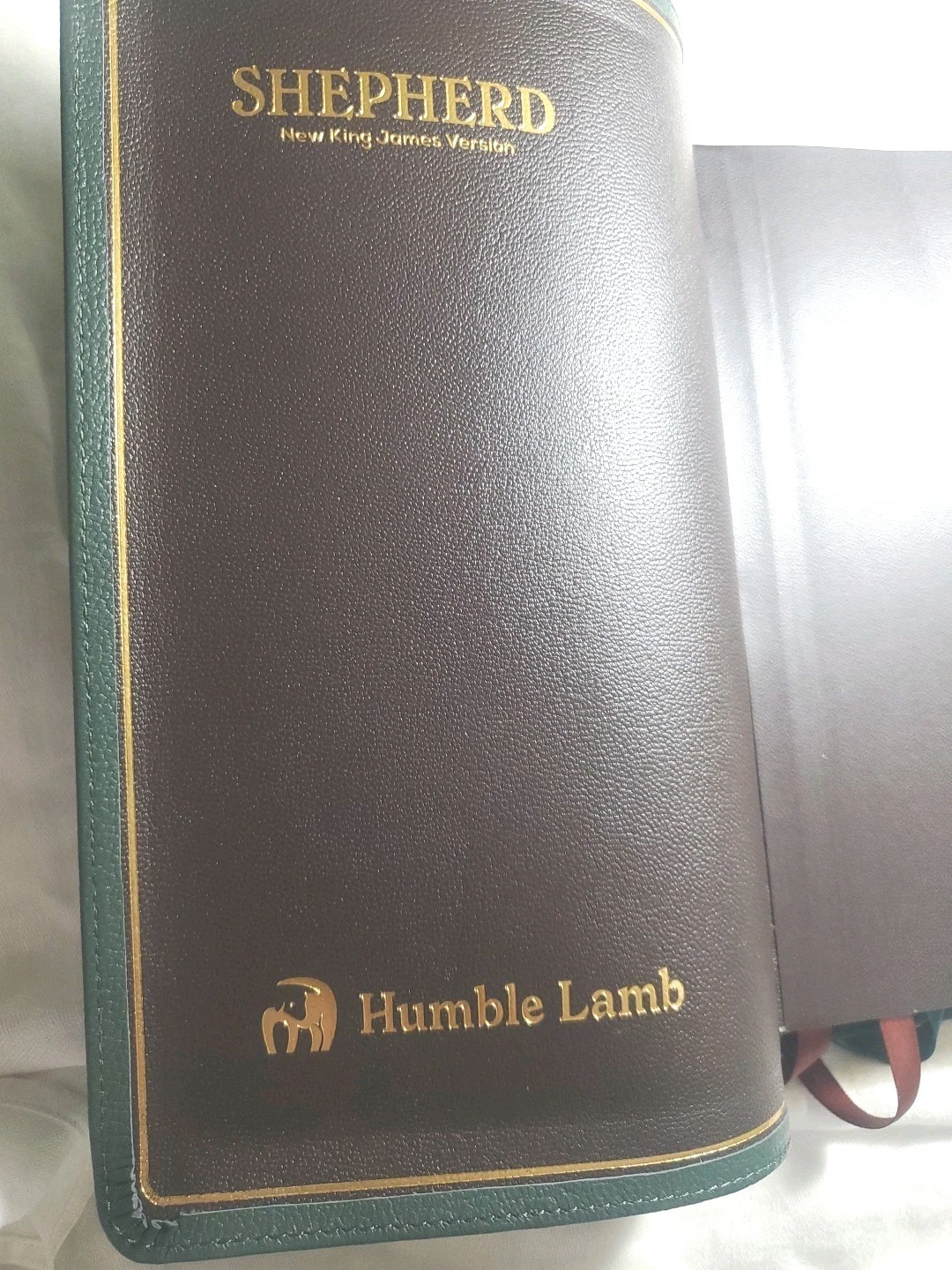 Humble Lamb NKJV Shepherd Bible Forest Green Goatskin Full-Grain Ribbons Gilded
