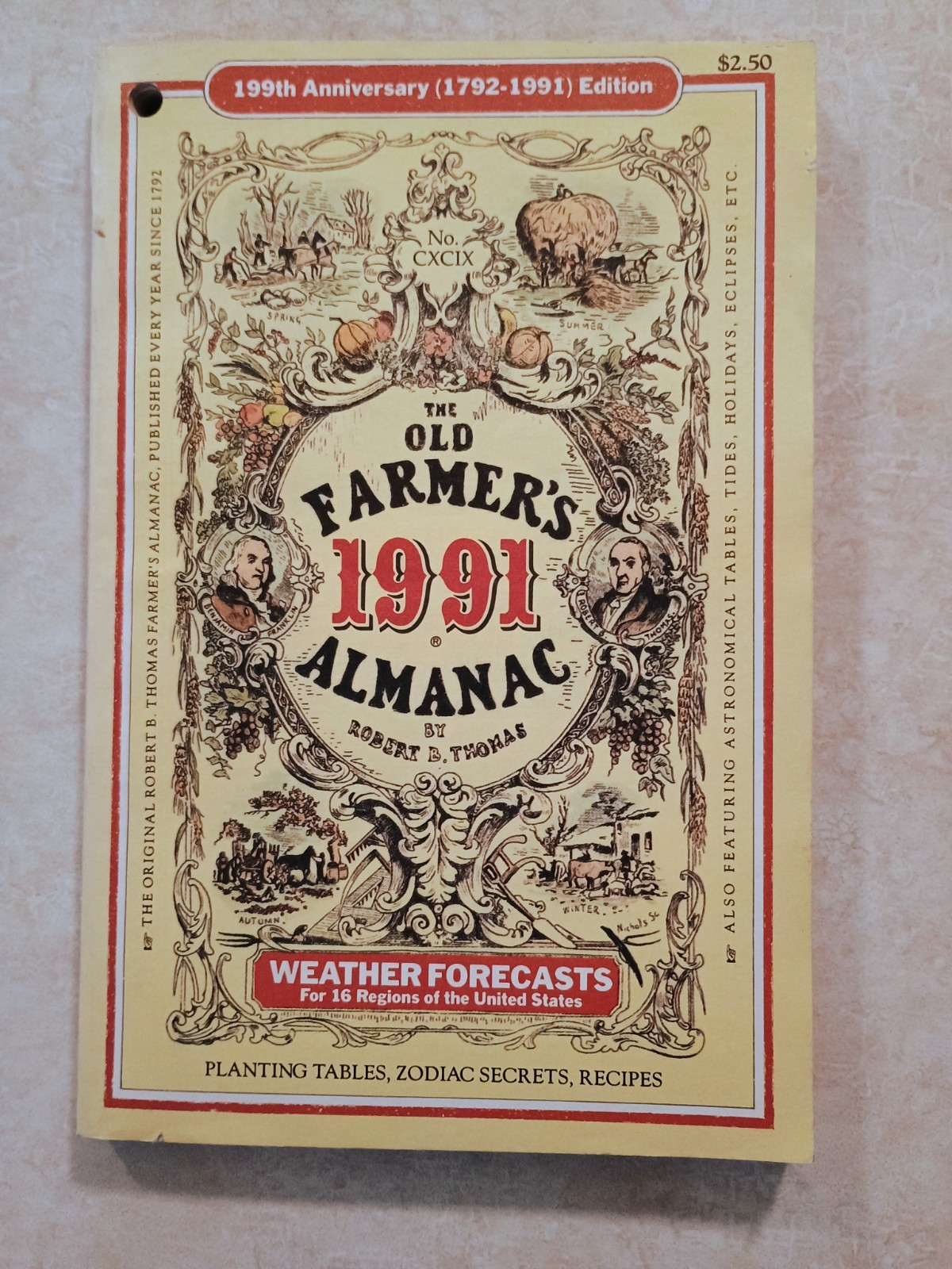 Old Farmer’s Almanac 1991 , the 199th Anniversary, 224 pages, pre-owned.