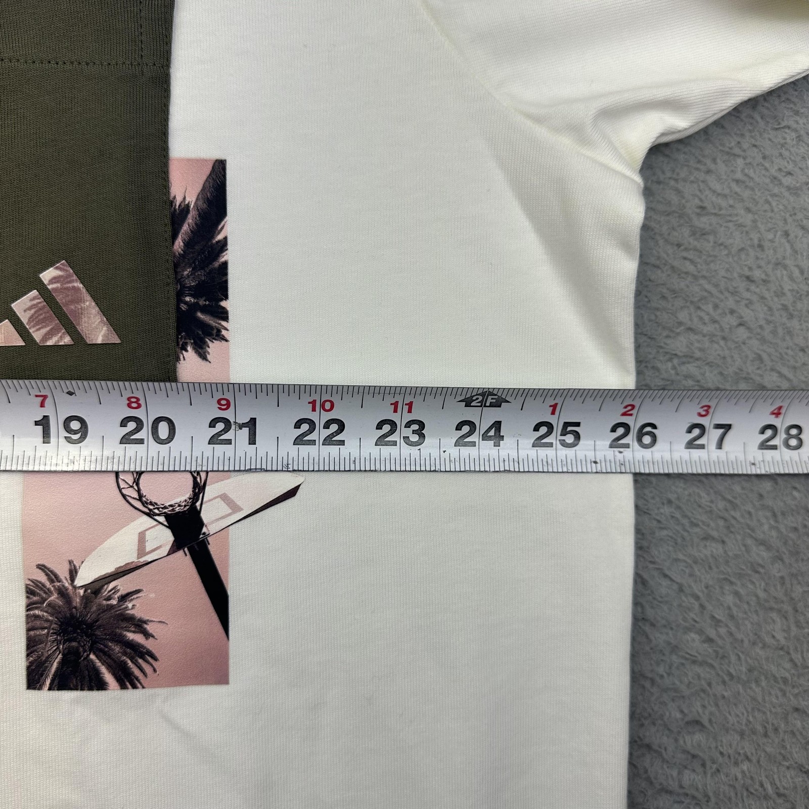 Adidas Shirt Men XL Off White MT Lens Pocket Graphic Loose Fit Cotton Basketball