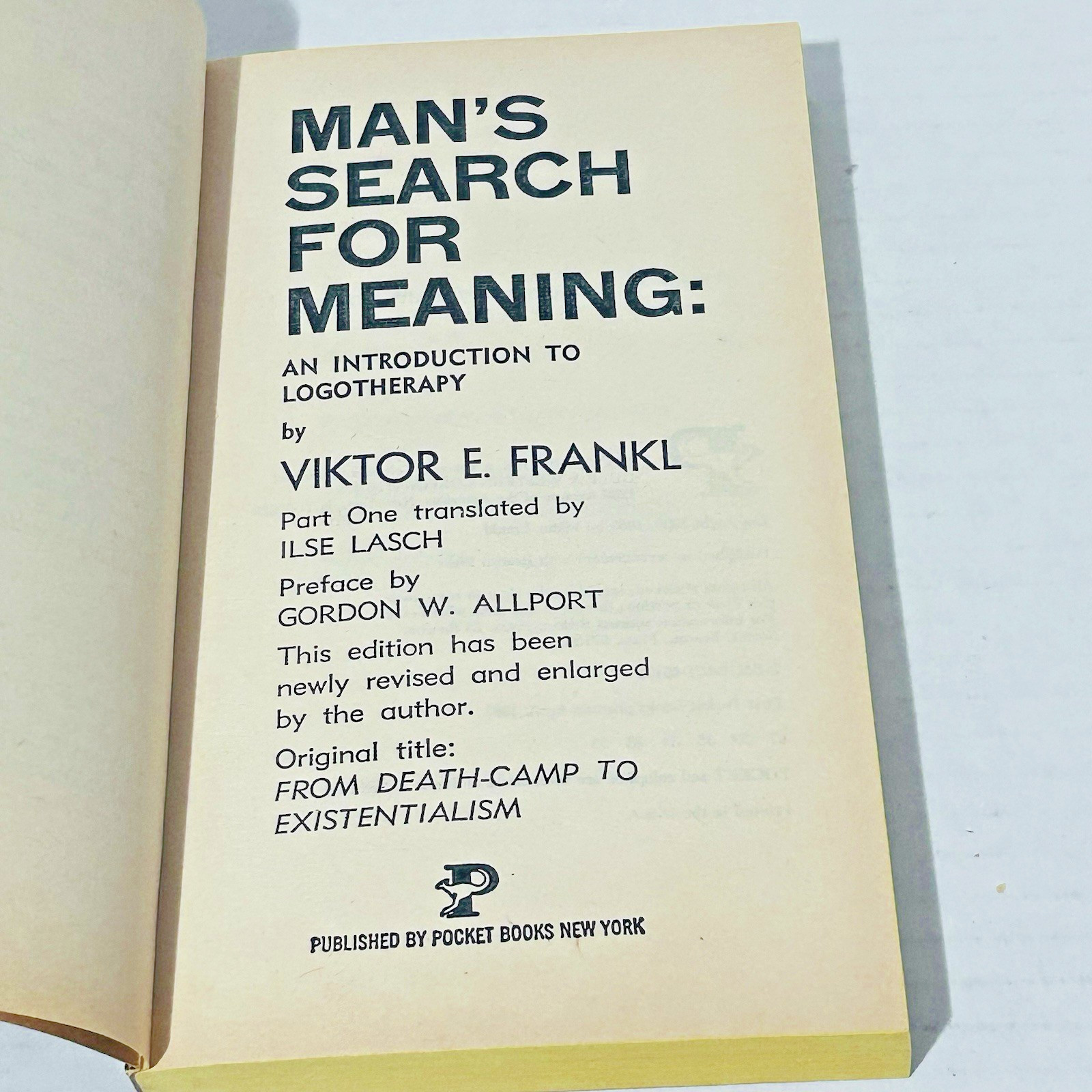 Man’s Search for Meaning by Viktor E. Frankl 1963 1st.Ed 37th Printing Brand NEW