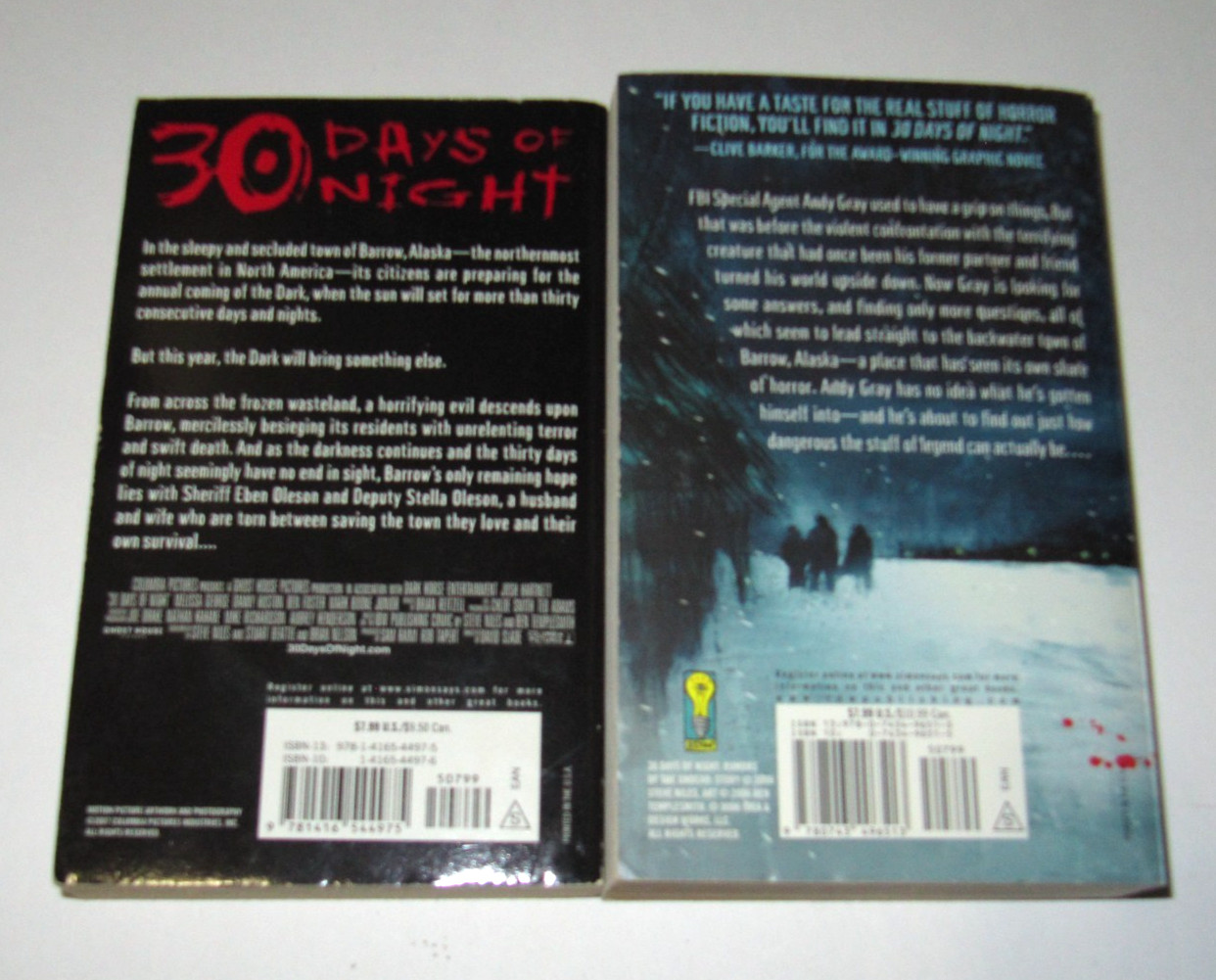 30 Days of Night & Rumors of the Undead – lot of 2 paperback books