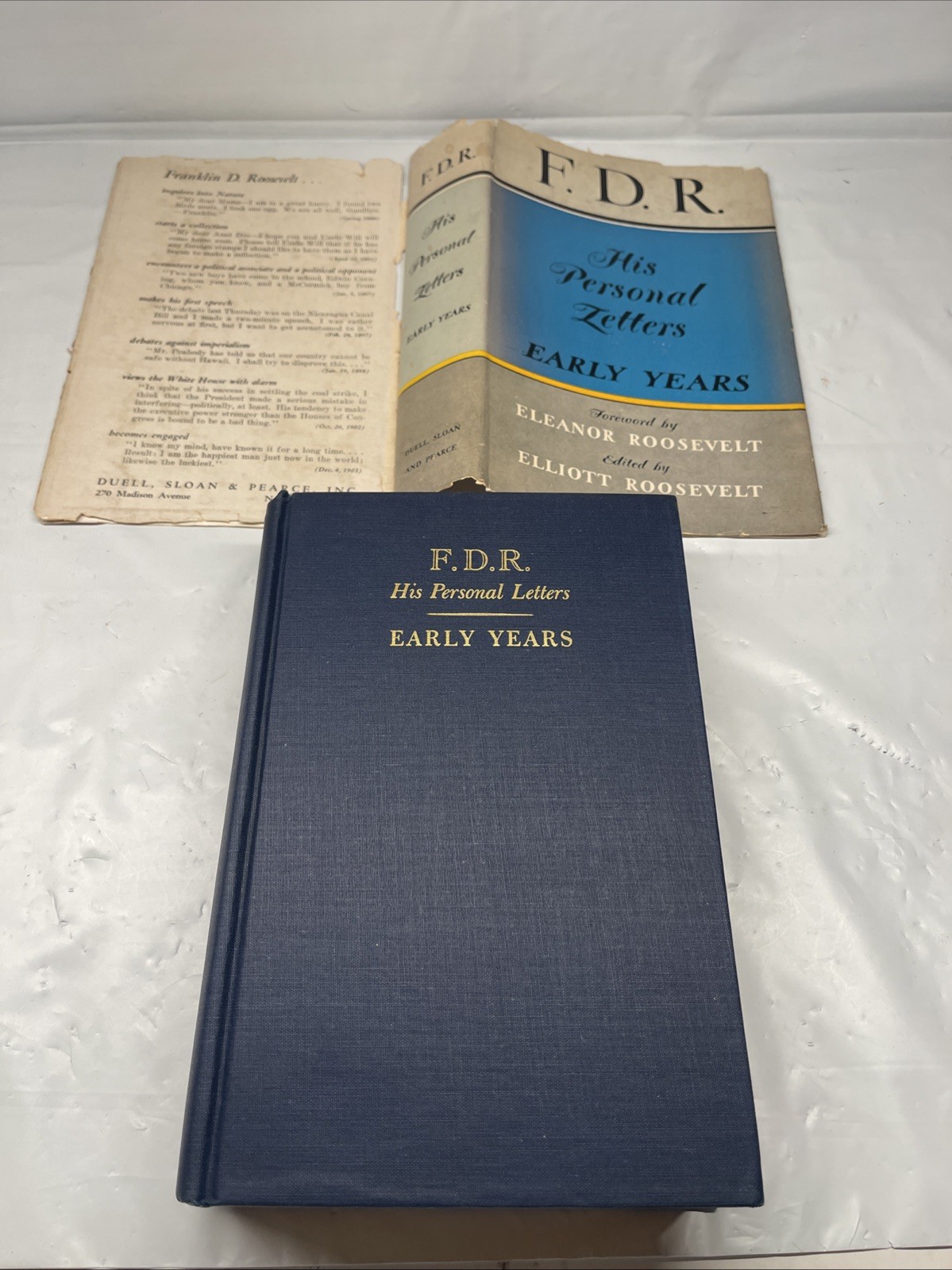 F.D.R. His Personal Letters~Early Years~Stated First Edition~1947~HC/DJ~VG Cond.