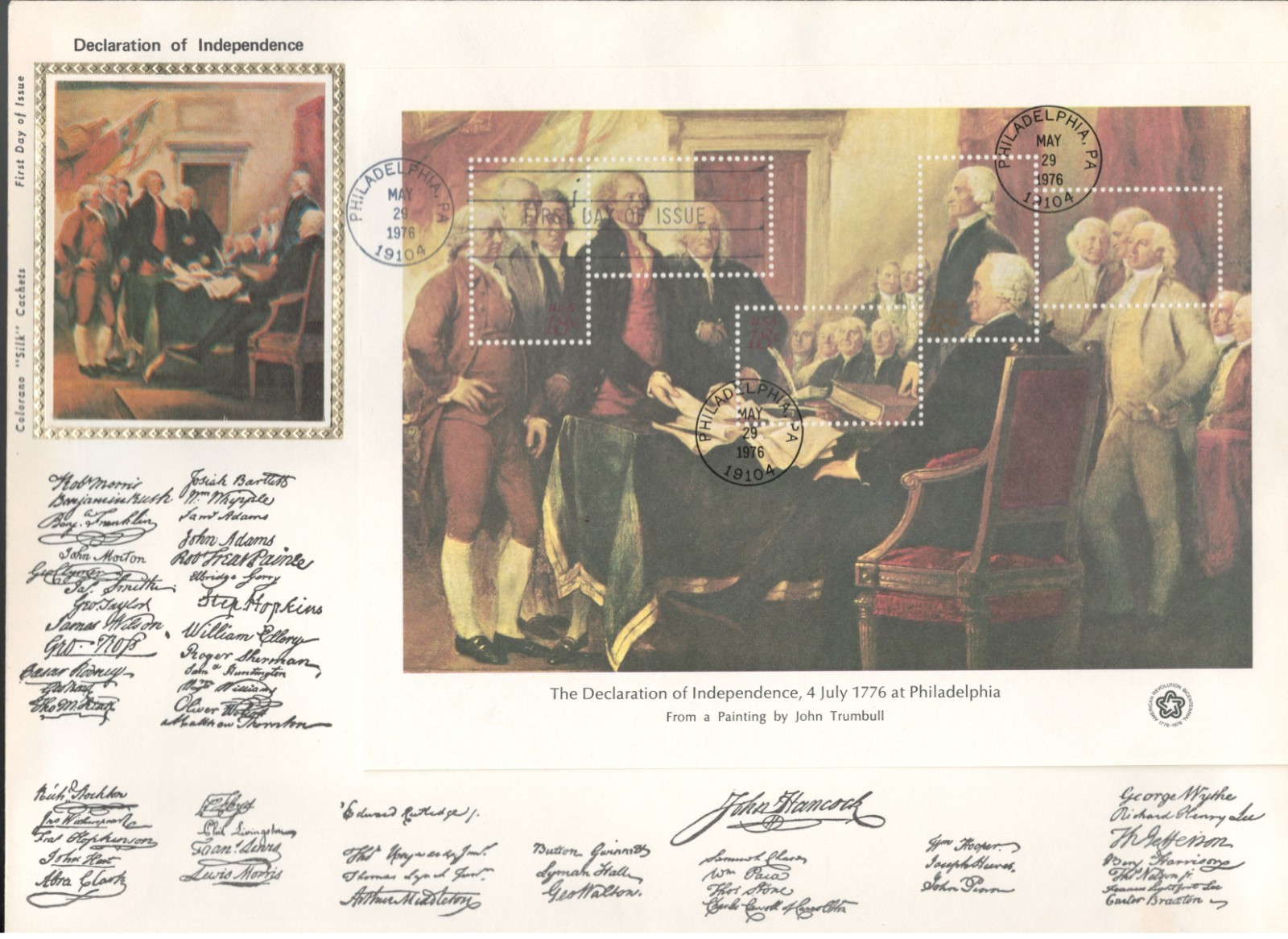 4 USPS 5/29/76 Souvenir Bicentennial Art Stamp First Day Covers, 8.5×11 Complete
