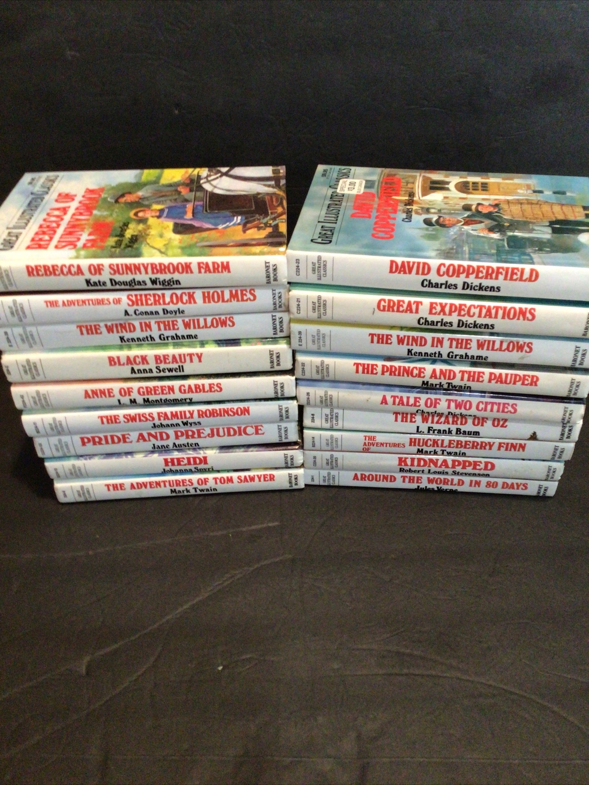 Great Illustrated Classics HC Lot Of 18 Books Sherlock Holmes Wizard of Oz Heidi