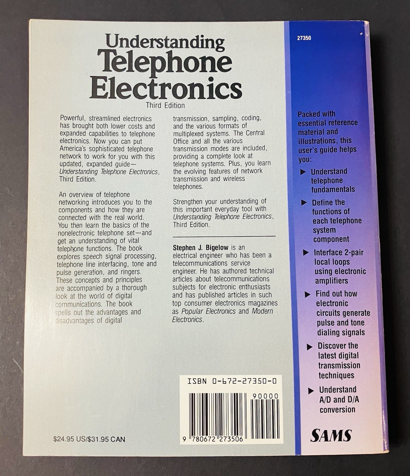 Understanding Telephone Electronics 3rd Edition Bigelow Telecom PB 1991 SAMS Vtg