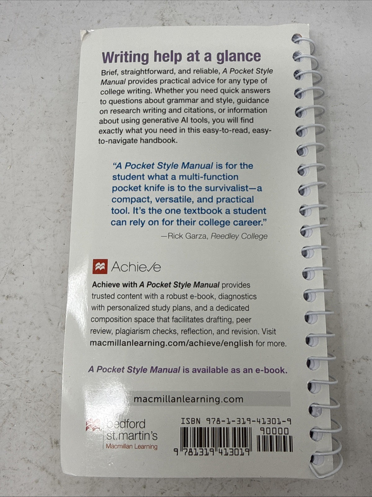 A Pocket Style Manual Tenth Edition by Hacker & Sommers, Spiral Bound