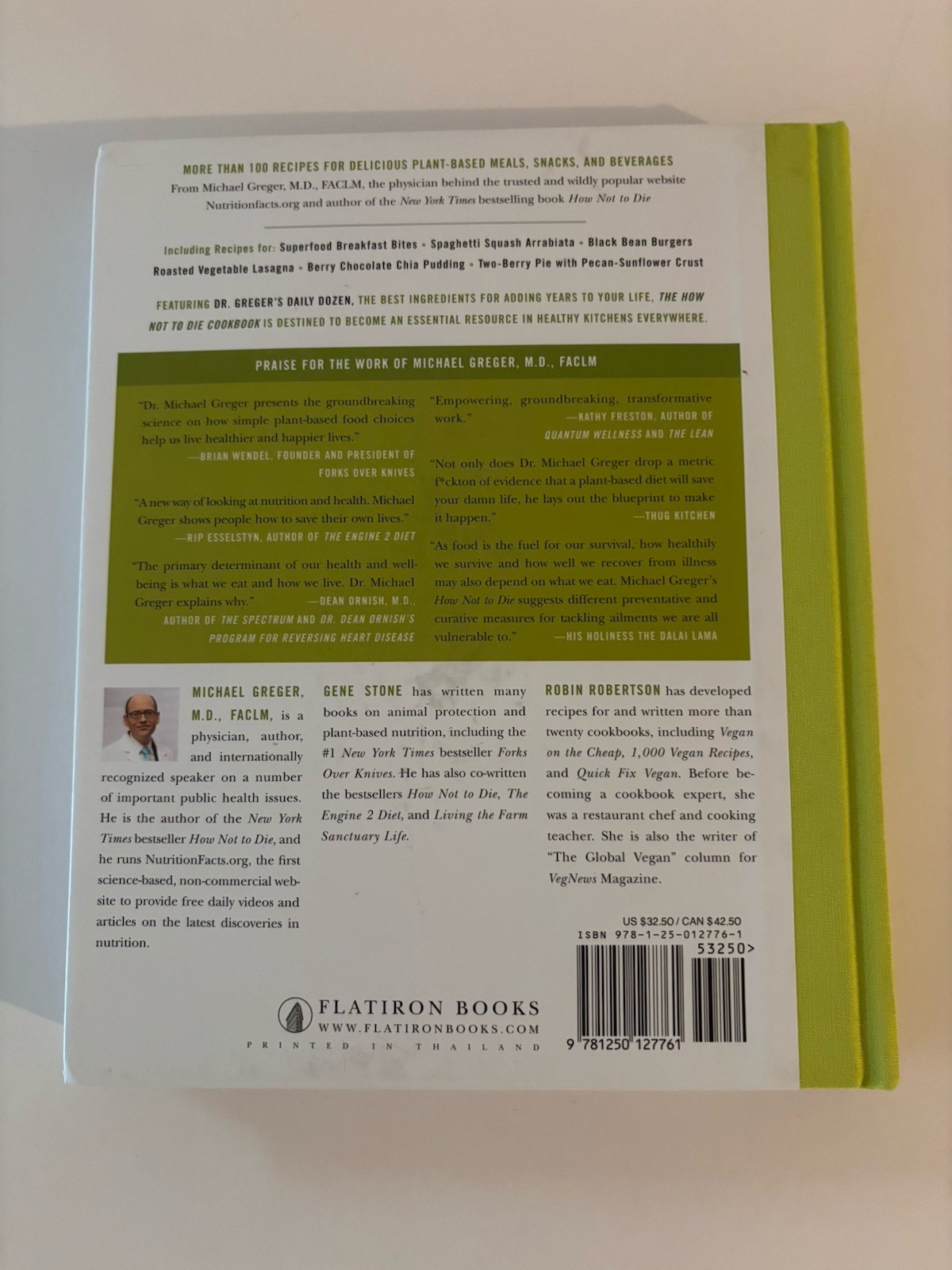 Flatiron Books How Not to Diet Cookbook Greger & Stone Hardcover