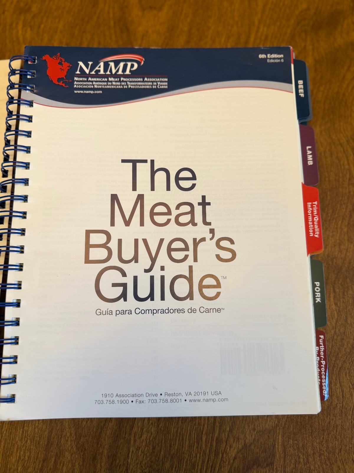The Meat Buyer’s Guide-Spiral bound 6th ed 2010-NAMP-Illus.- Spanish cut names