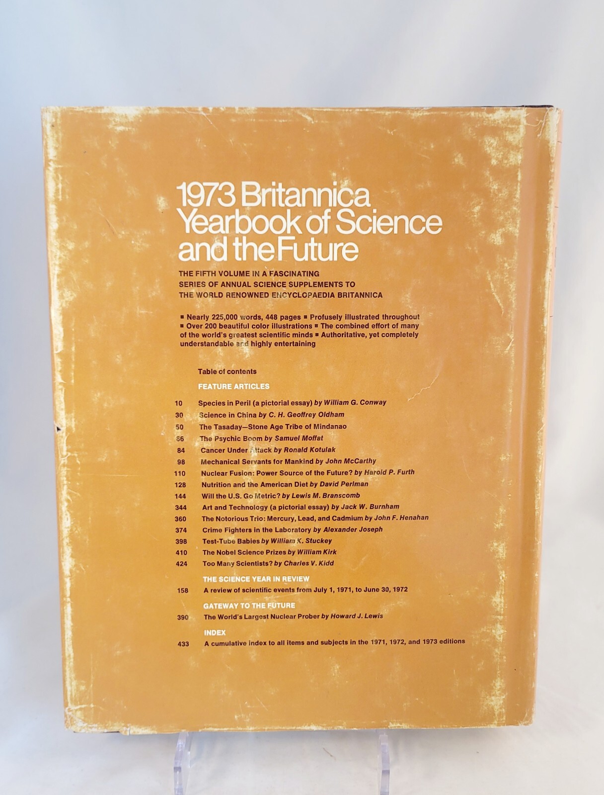 1973 Britannica Yearbook Of Science & The Future 1972 Hardcover/DJ 448 Pages