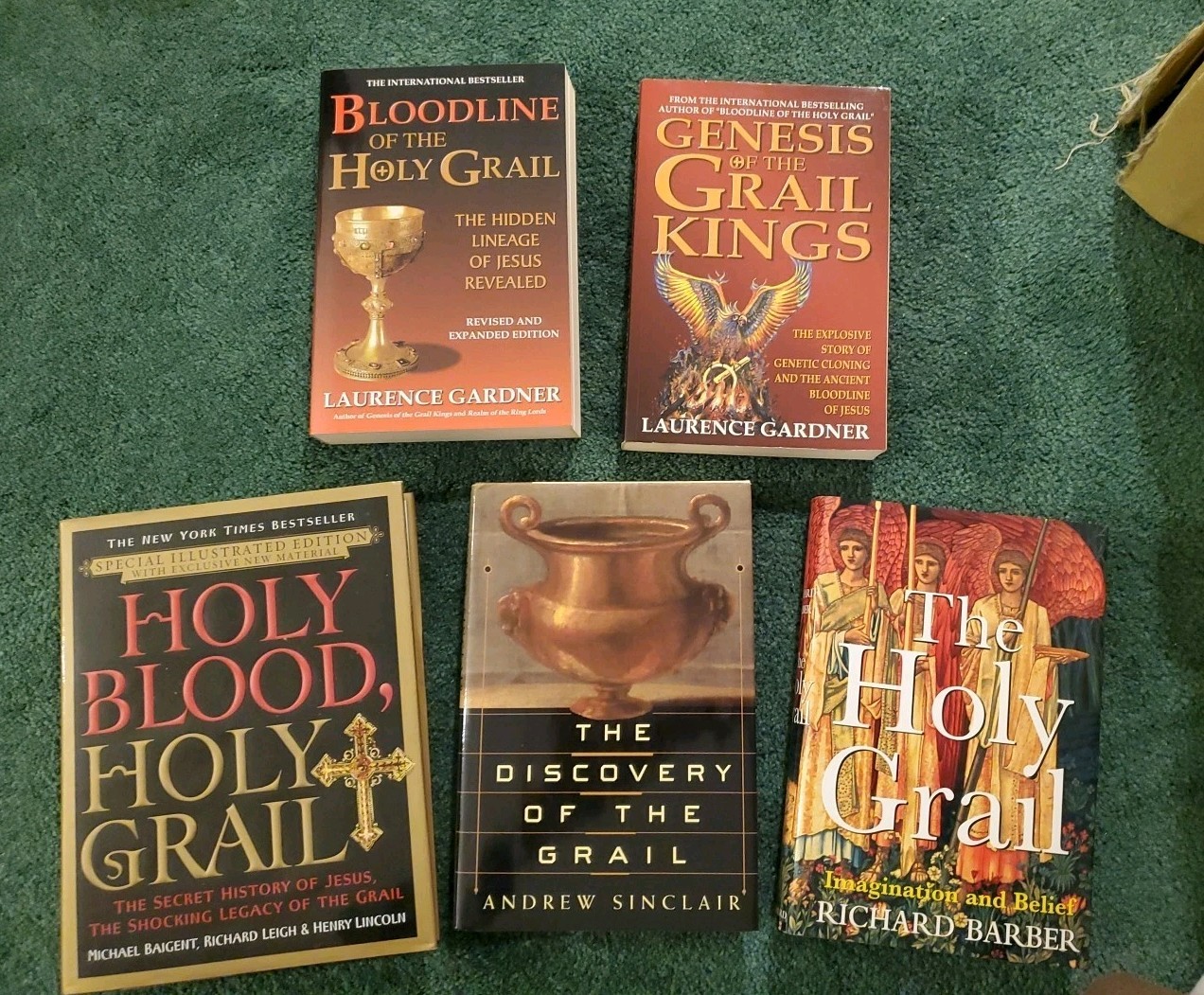 Holy Grail: Lot Of 5 books, 3 HC & 2 PB, LN. Gardner, Baigent, Barber, Sinclair