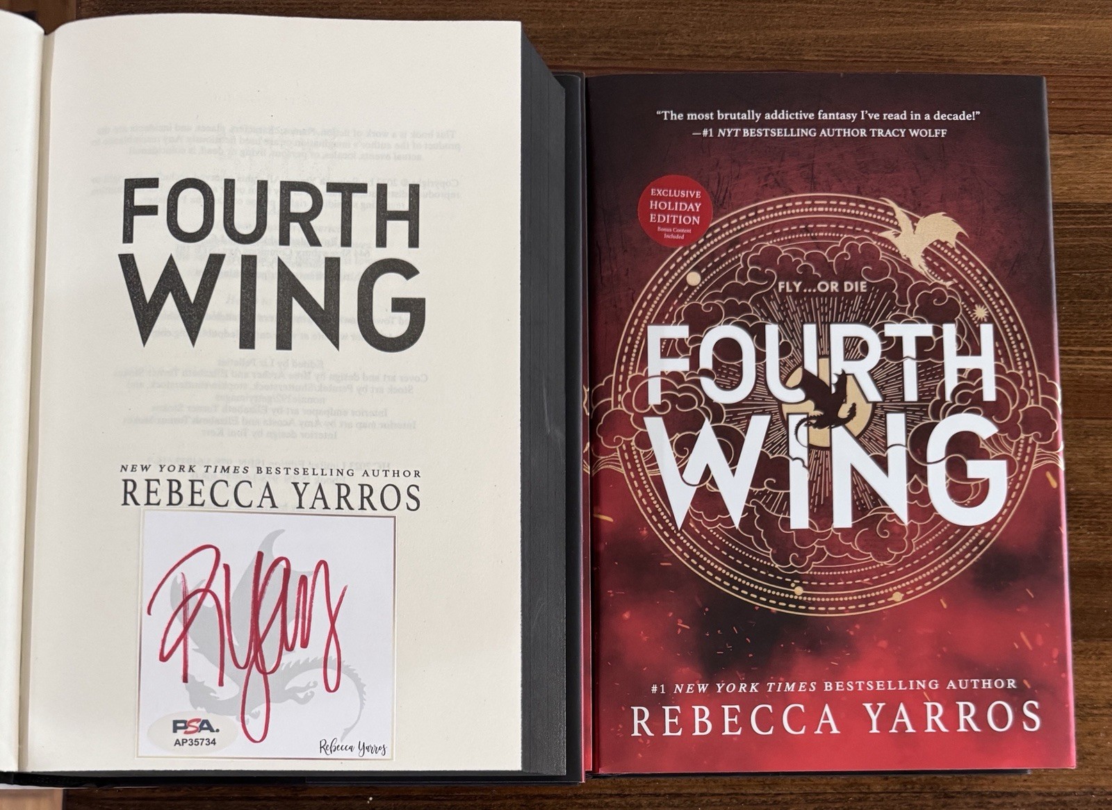 SIGNED Rebecca Yarros Fourth Wing Holiday 1st Edition Book PSA DNA COA Autograph