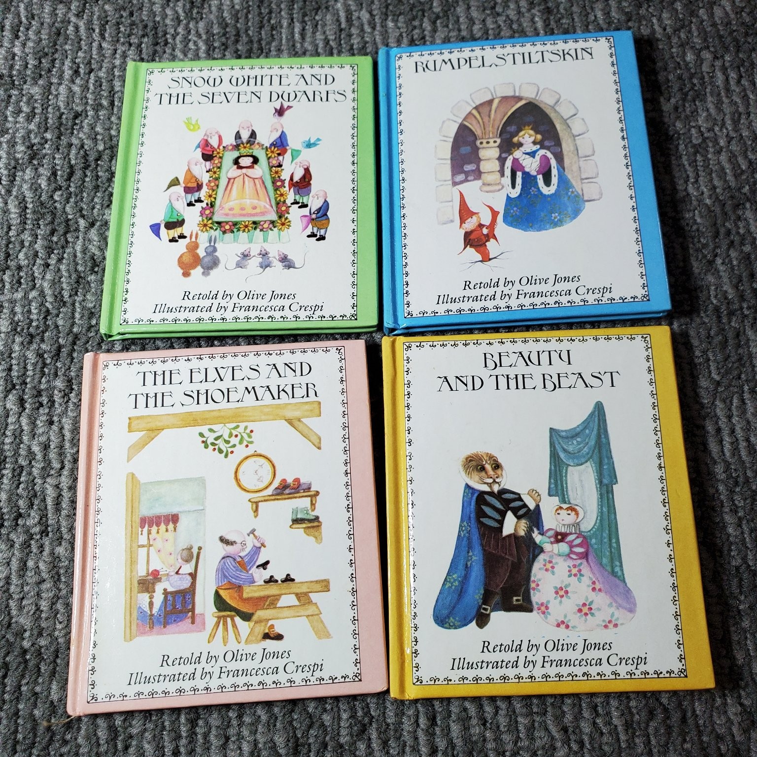 A Little Box of Fairy Tales Olive Jones 1983 Illustrated Dial Books 4 Mini Set