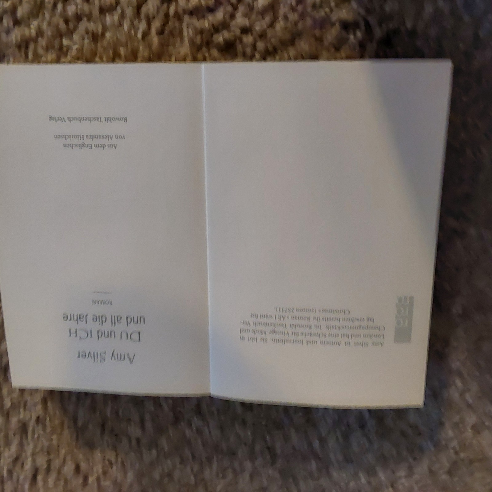 367 PAGE GERMAN LANGUAGE BOOK “DU UND ICH UND ALL DIE JAHRE” AMY SILVER