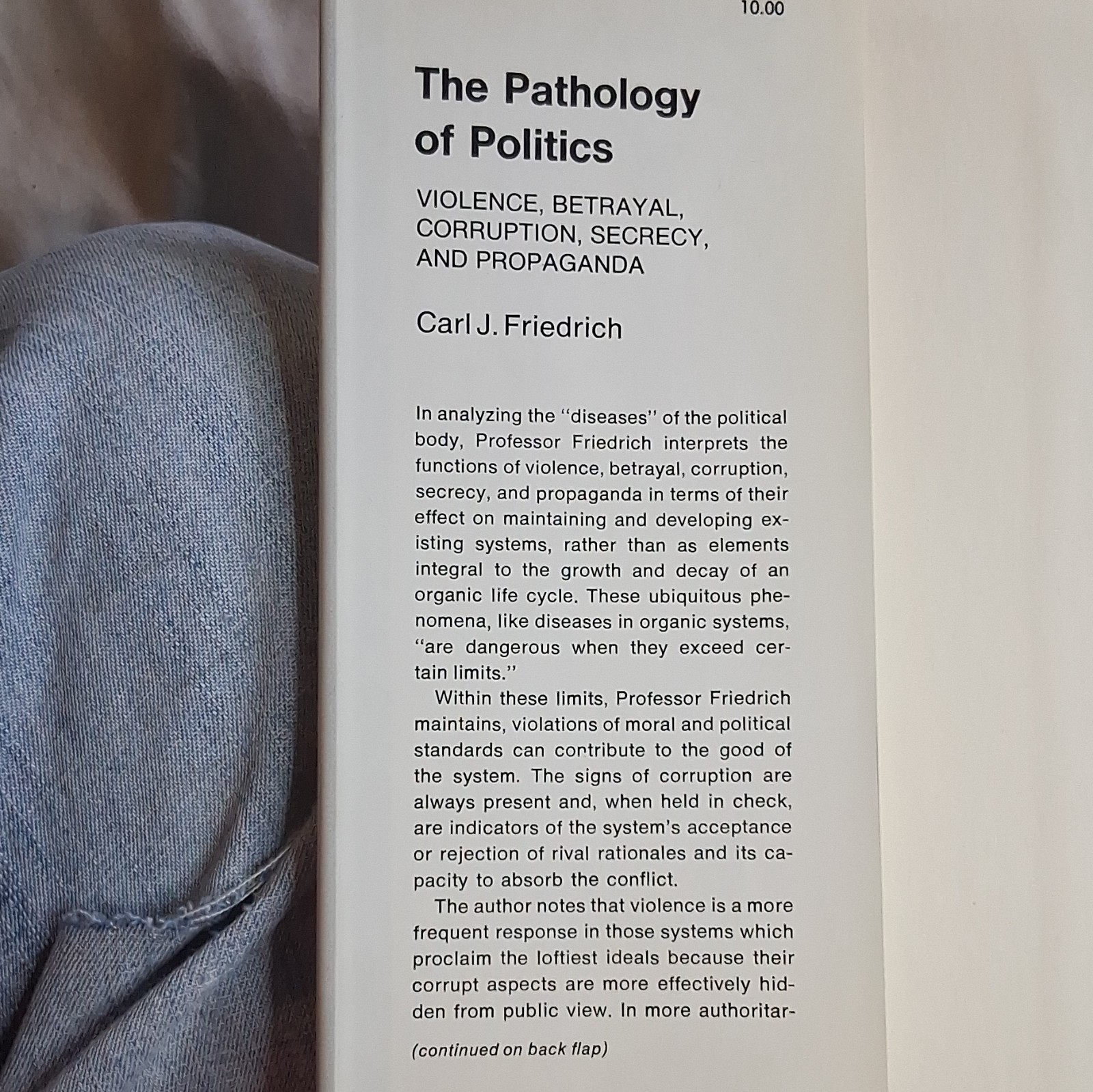 Harper & Row The Pathology of Politics Carl J Friedrich 1st Ed 1972 Hardcover DJ