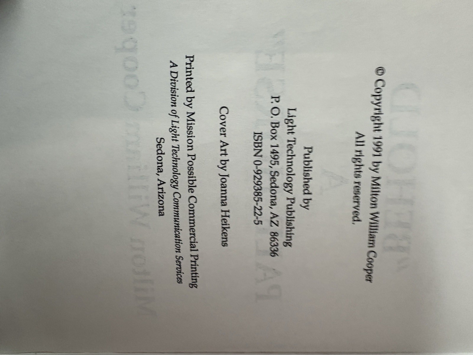 Behold, A Pale Horse, William Cooper 1991 Protocols Elders Zion Book