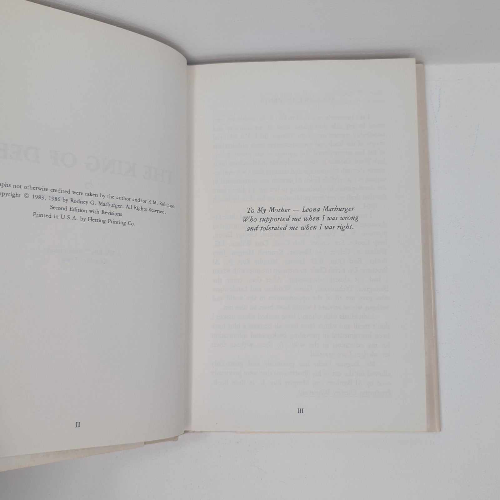 The King of Deer by Rodney G. Marburger SIGNED 1986 Second Edition ~ 272 Pages