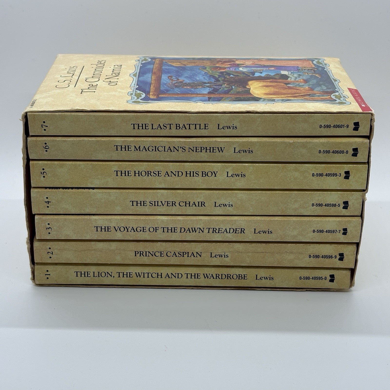 Vintage CS Lewis Chronicles Of Narnia Complete Book Box Set 1987 Paperback