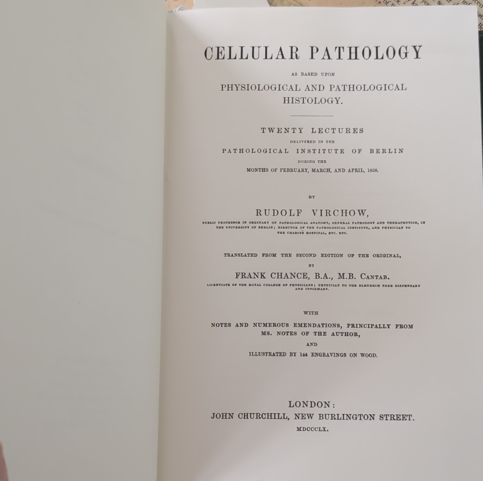 Cellular Pathology by Rudolph Virchow Hardcover Classics of Medicine Library Sp…