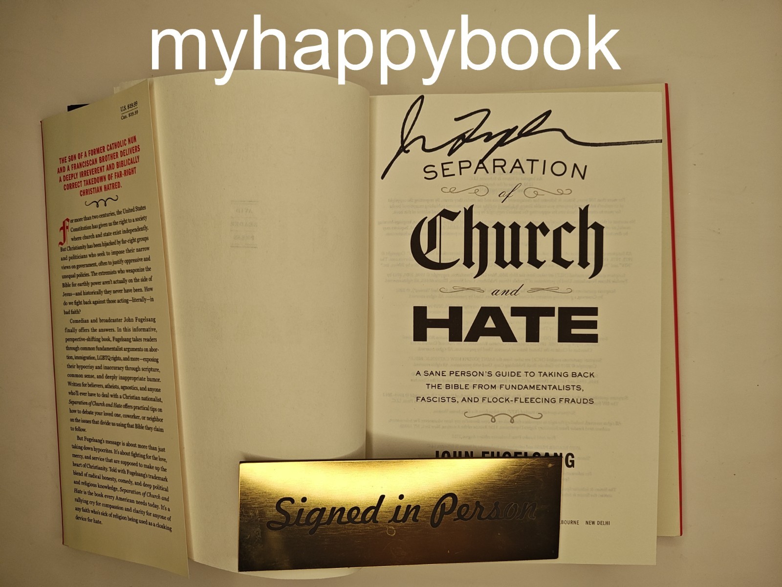 SIGNED Separation of Church and Hate by John Fugelsang, autographed, religion