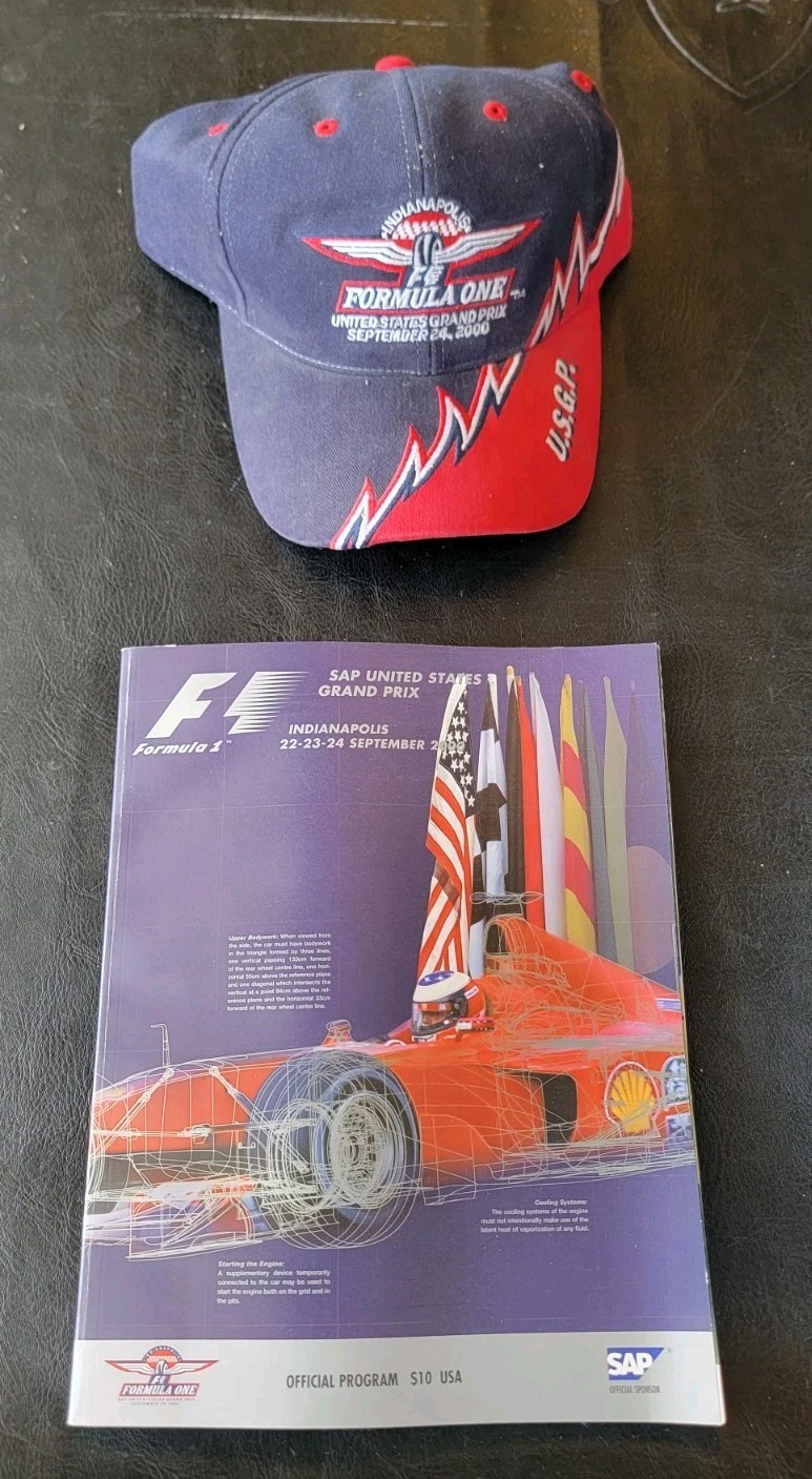 Formula 1 U. S. Grand Prix 2000 Official Program w/Starting Grid Insert & Cap