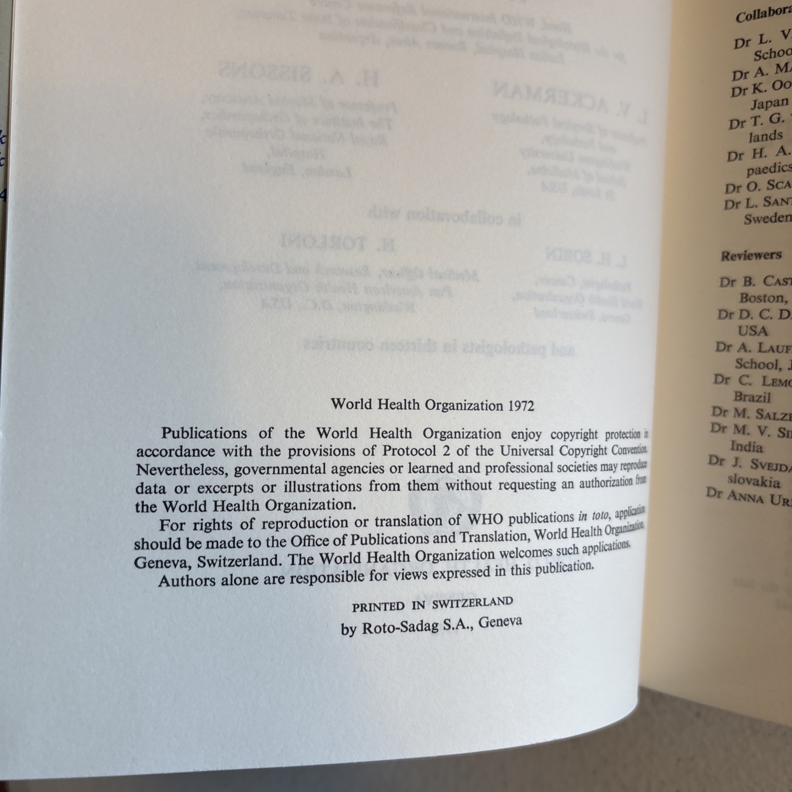 Histological Typing of Bone Tumours (1972) – WHO – Hardcover Medical Pathology