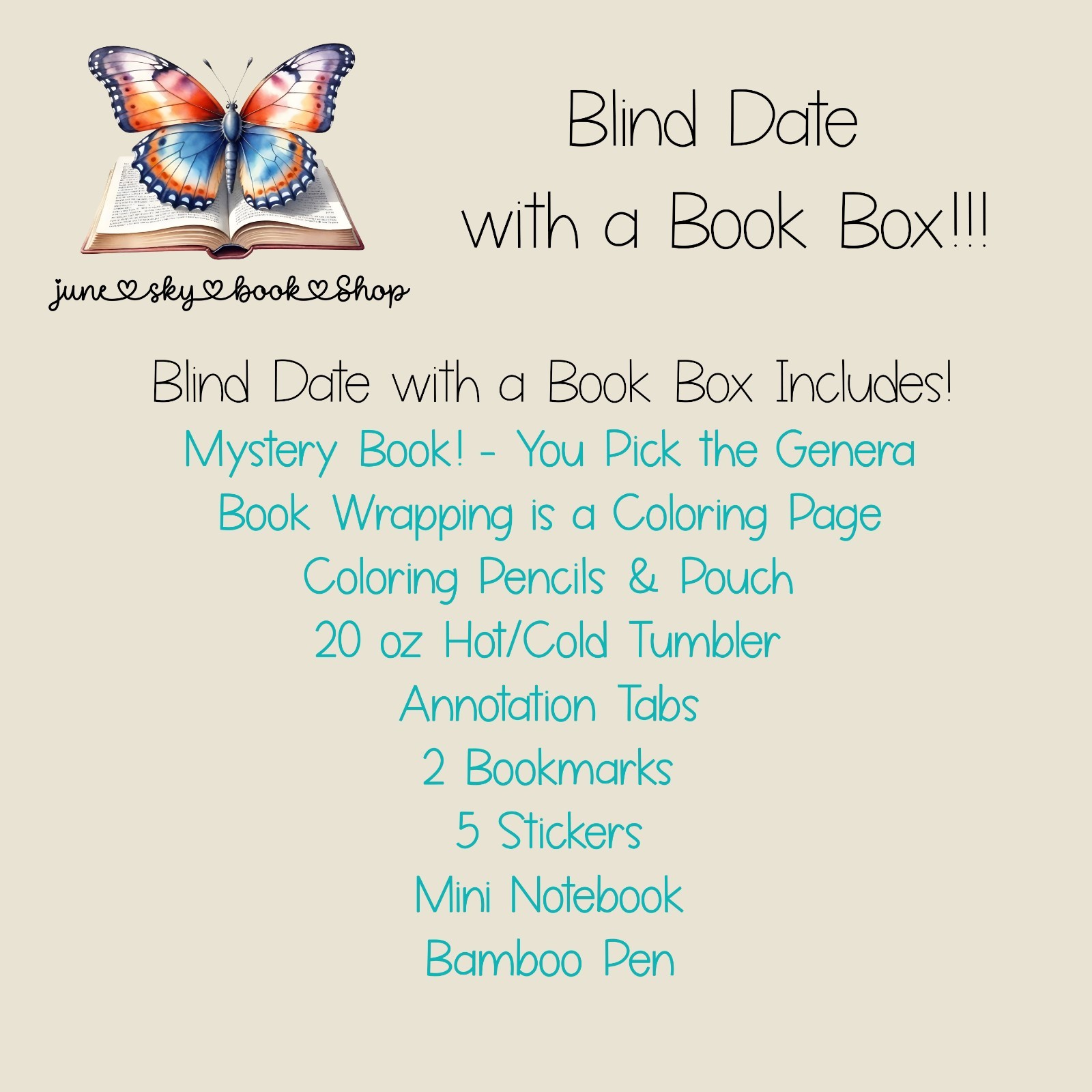 Blind Date with a Book Box Mystery Book Box Mug Favorite Genre Surprise Book Box