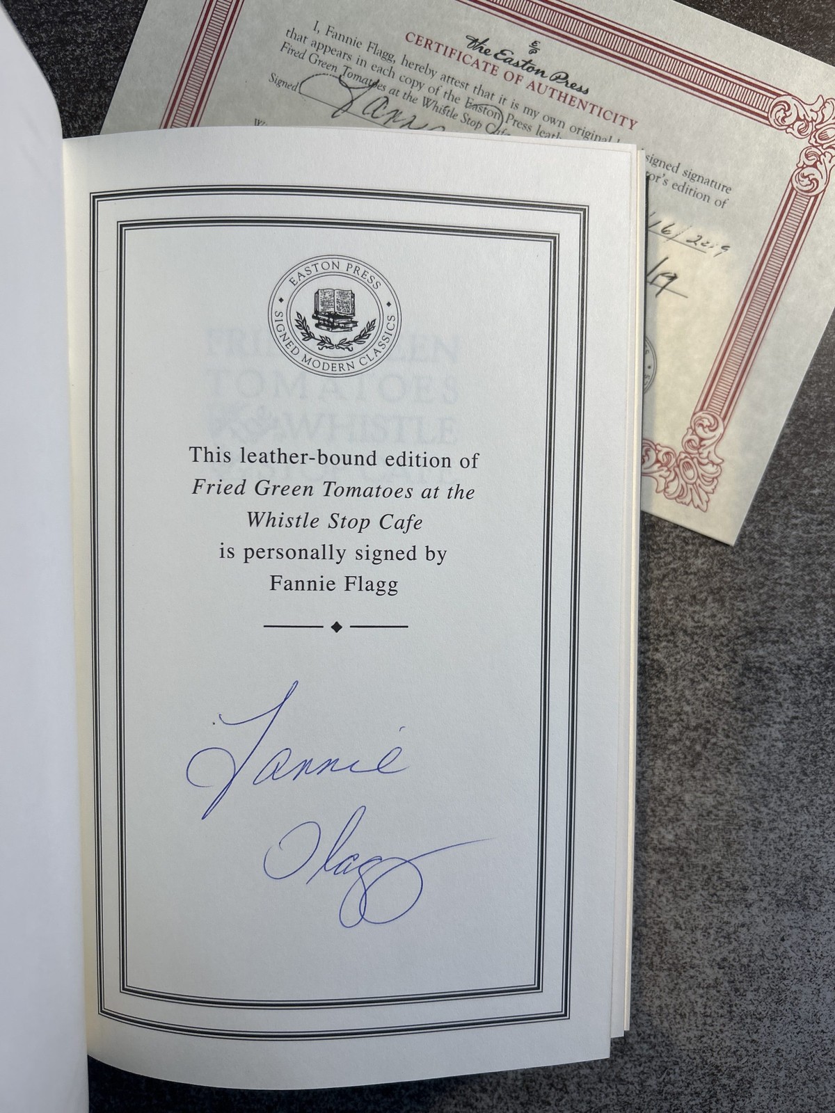 Fried Green Tomatoes at the Whistle Stop Cafe Fannie Flagg SIGNED Easton Press