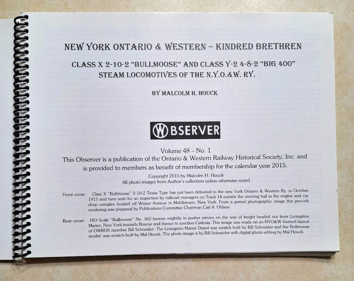 New York Ontario & Western Railway Bullmoose Big 400 Observer History Railroad