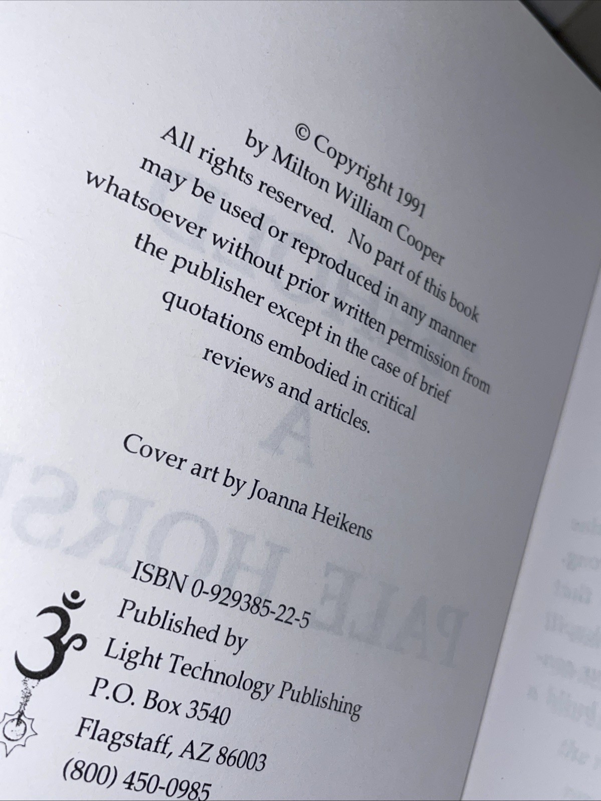 Behold a Pale Horse by William Cooper 1991 Unrevised 500p Protocols Zion CFR NWO