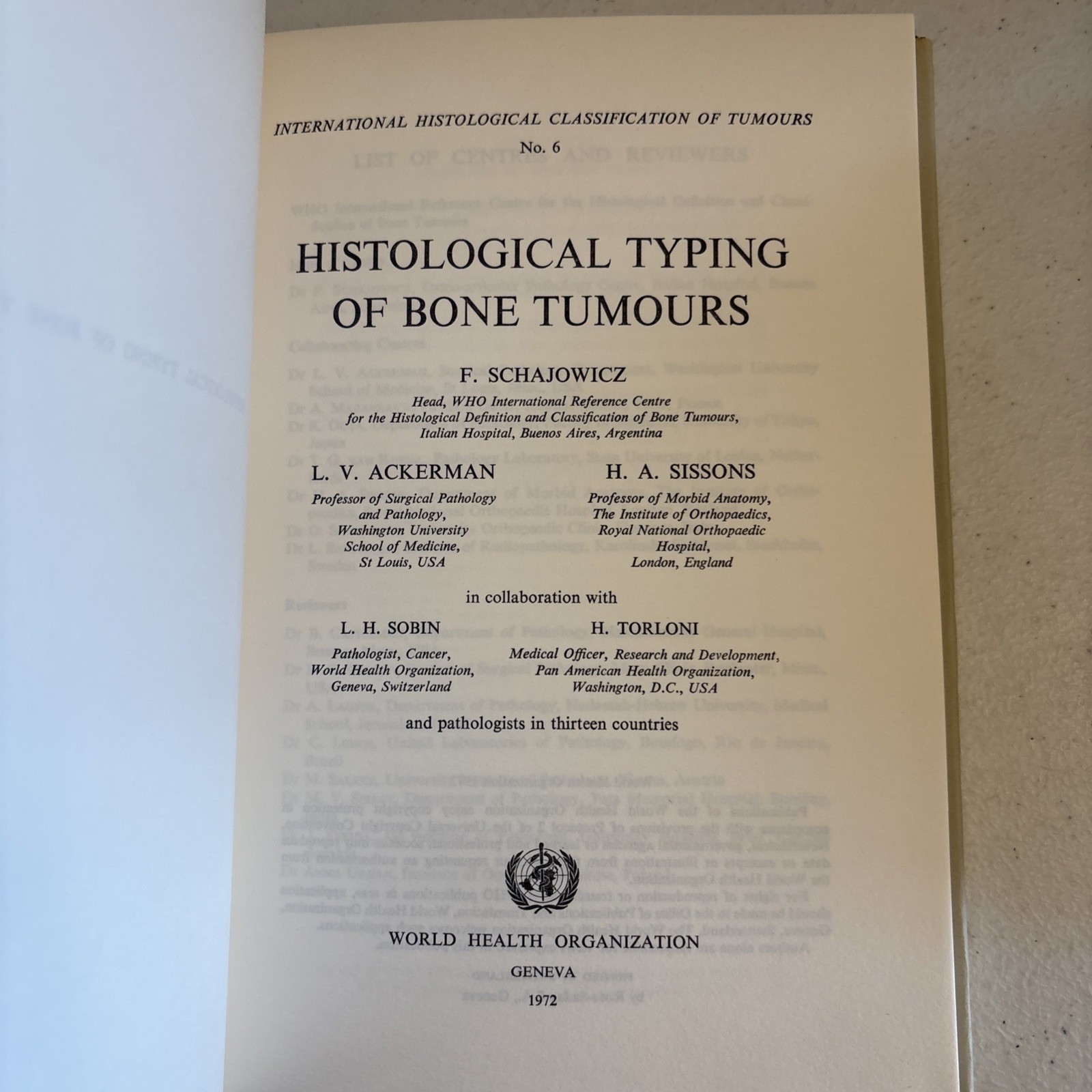 Histological Typing of Bone Tumours (1972) – WHO – Hardcover Medical Pathology
