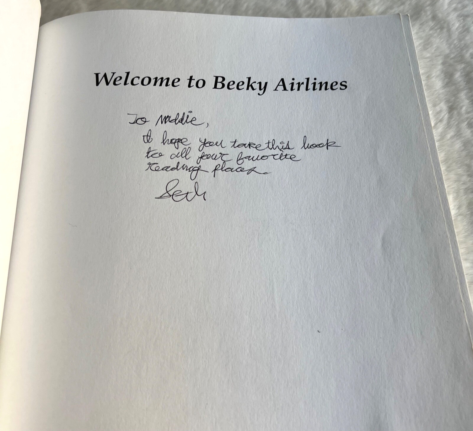 Welcome to Beeky Airlines SIGNED INSCRIBED 1st Edition Softcover Seth Campos