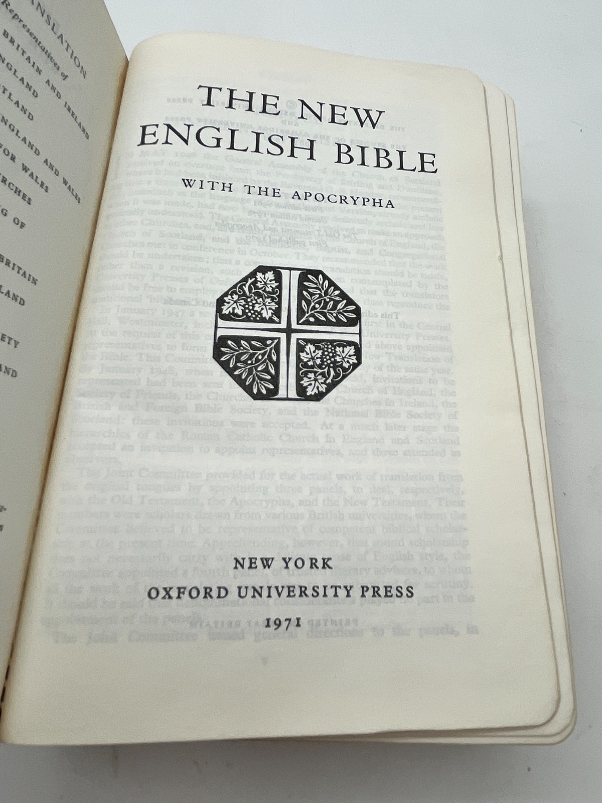1971 New English Bible with Apocrypha Oxford Black Leather Great Britain