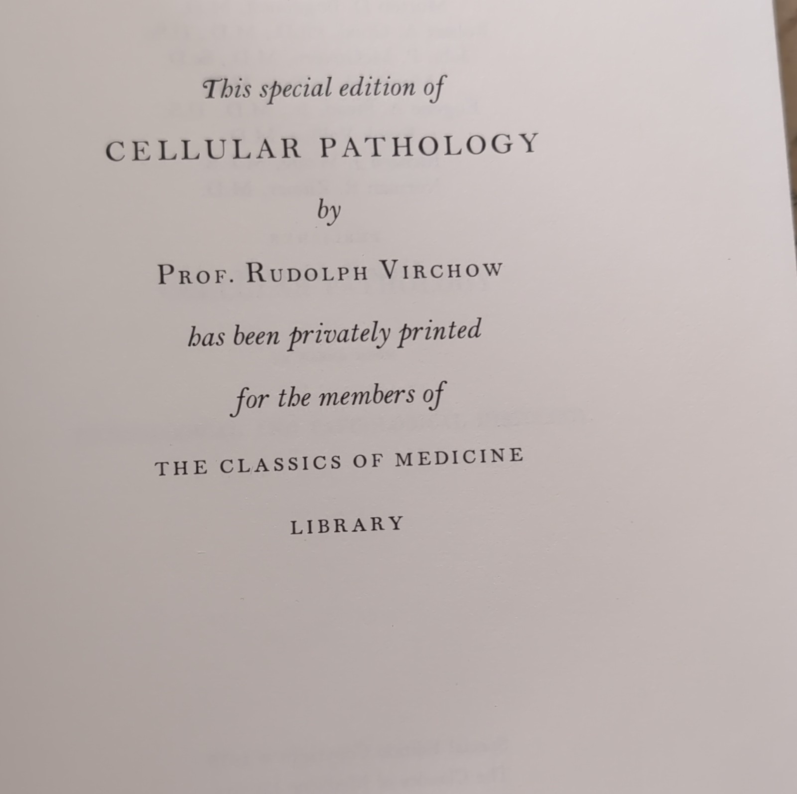 Cellular Pathology by Rudolph Virchow Hardcover Classics of Medicine Library Sp…