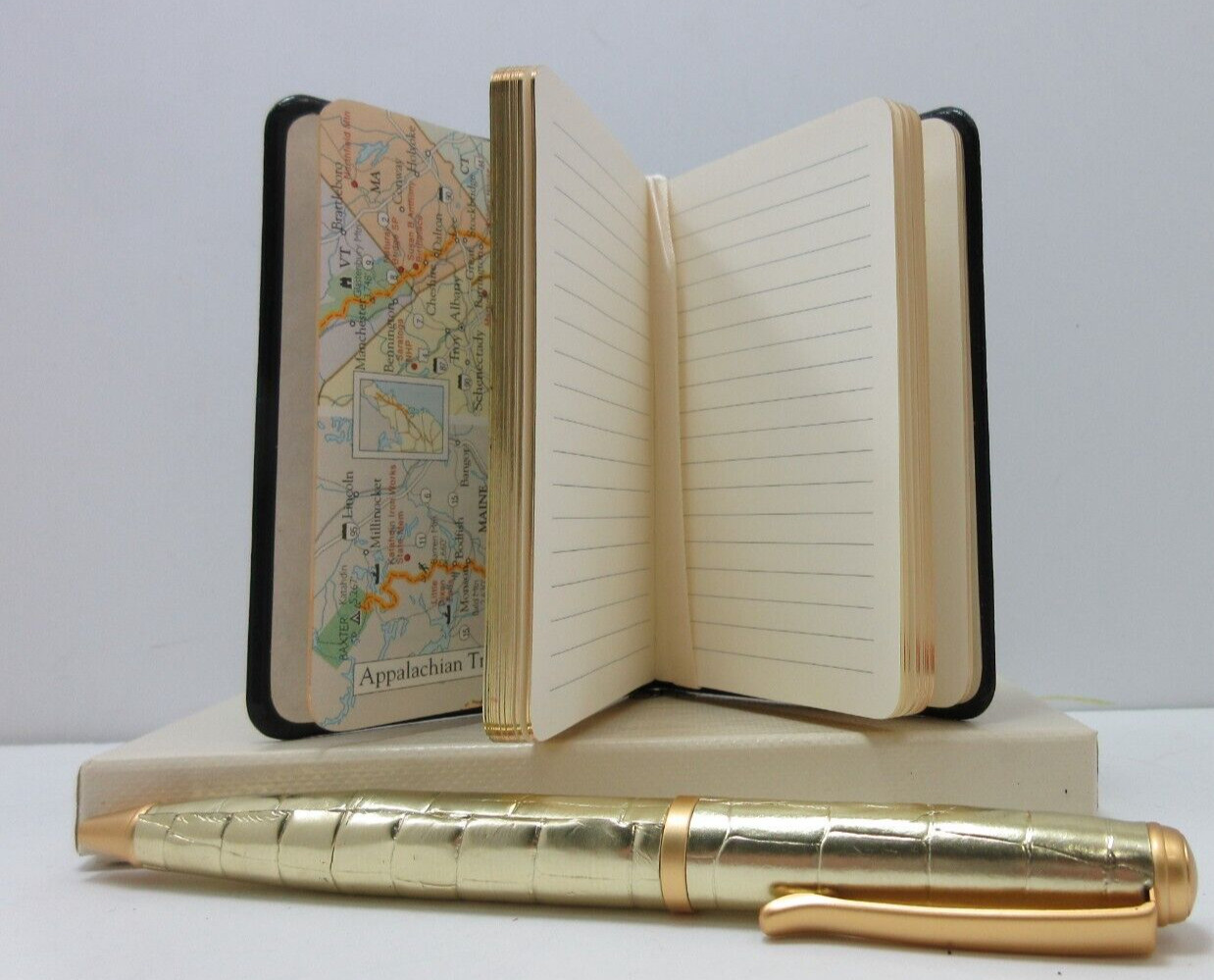 APPALACHIAN TRAIL 3×4″ MINI Guide Leather Cover Notes w Maps Info 160 Pgs Black