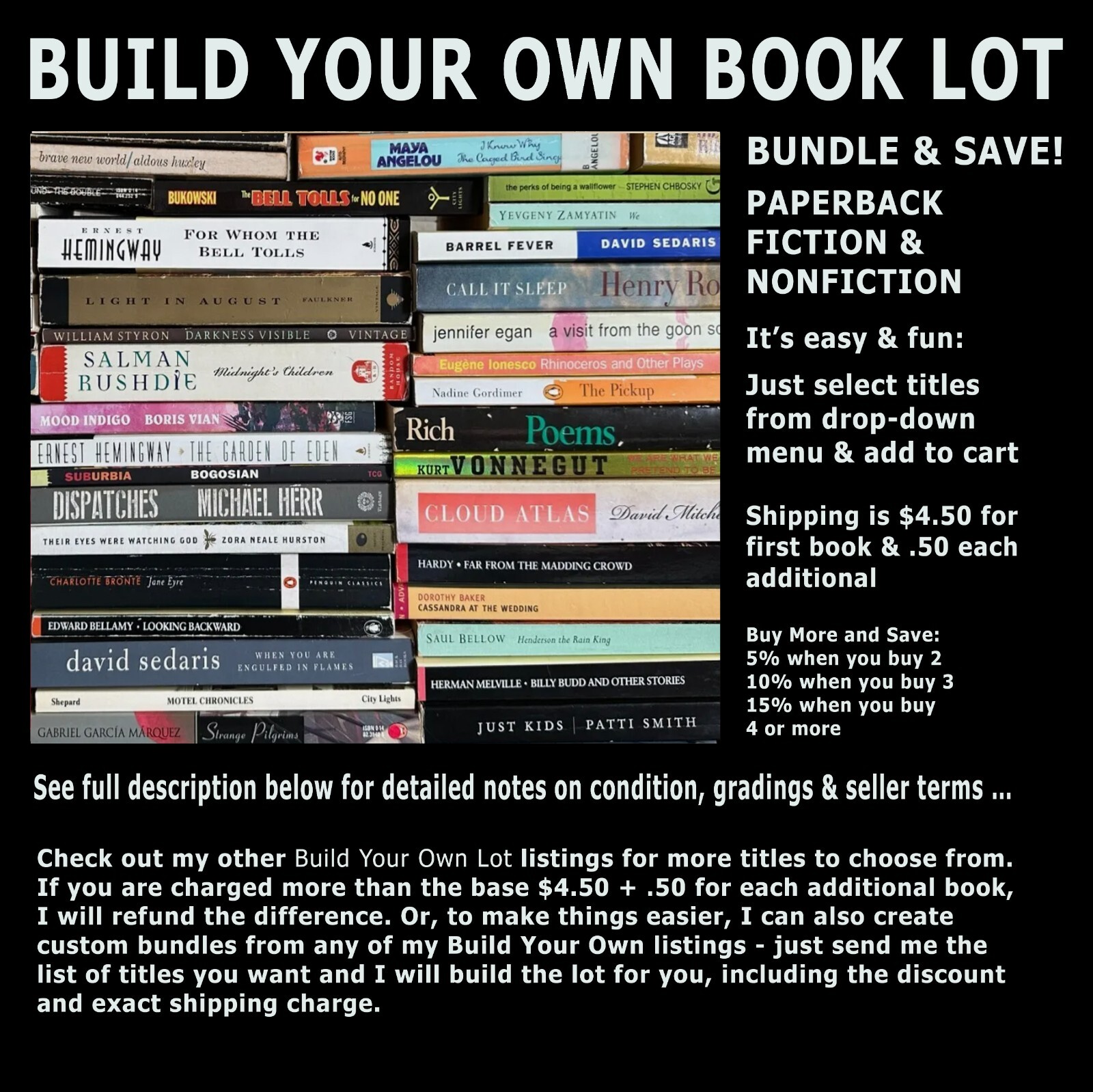 BUILD YOUR OWN Subversive Book Cult Modern Lit Novel Paperback Lot Bundle & Save