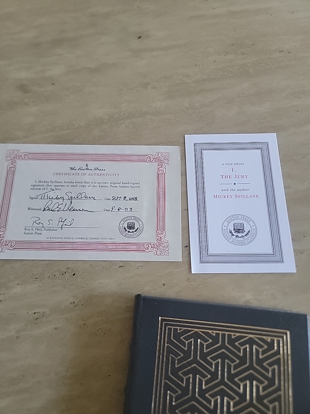 EASTON PRESS I, The Jury Mickey Spillane Signed Leather Collectors Edit.