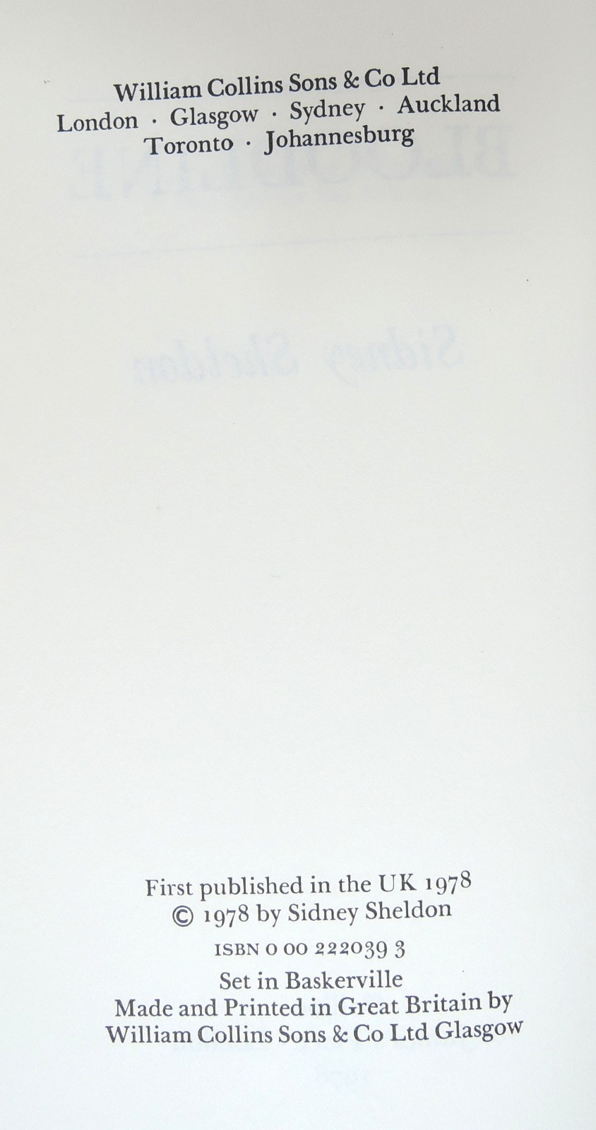 *SIGNED* 1st UK edition 1978 SYDNEY SHELDON 4th book BLOODLINE 367 pages UNREAD