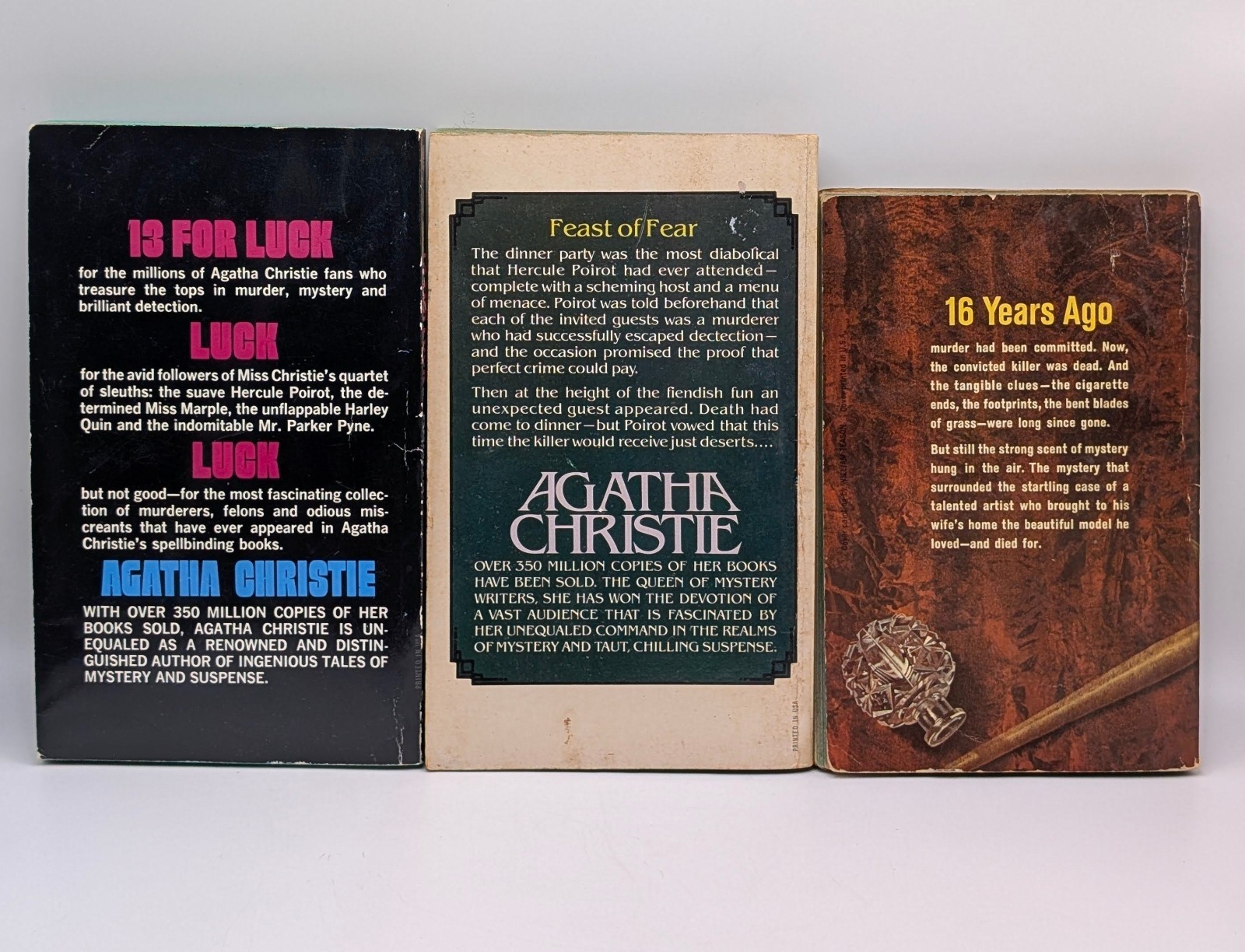Vintage Lot 8 Agatha Christie Books Hercule Poirot Mystery Dell Cover Art 60s 70