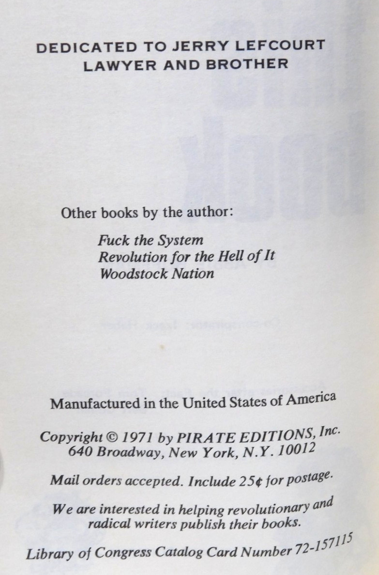 Steal This Book by Abbie Hoffman 1971 Pirate Editions 1st Edition 1st Print