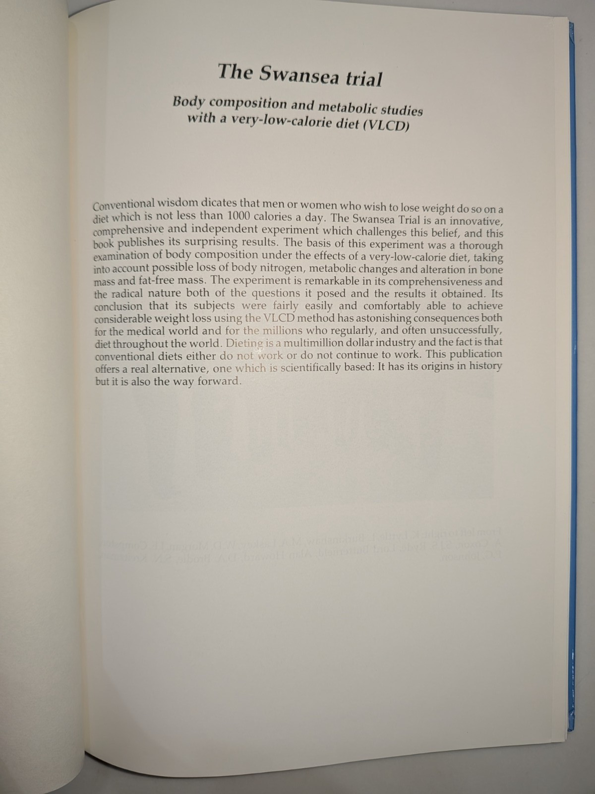 The Swansea Trial – Kreitzman & Howard | 1993 | Hardcover, VLCD, Medical Diet