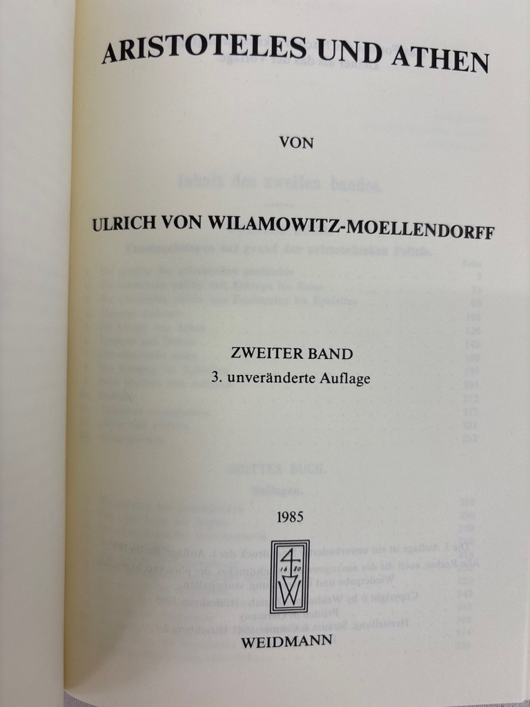Aristoteles und Athen, Band 1 & 2 in einem Buch. Reprografischer Nachdruck der 1