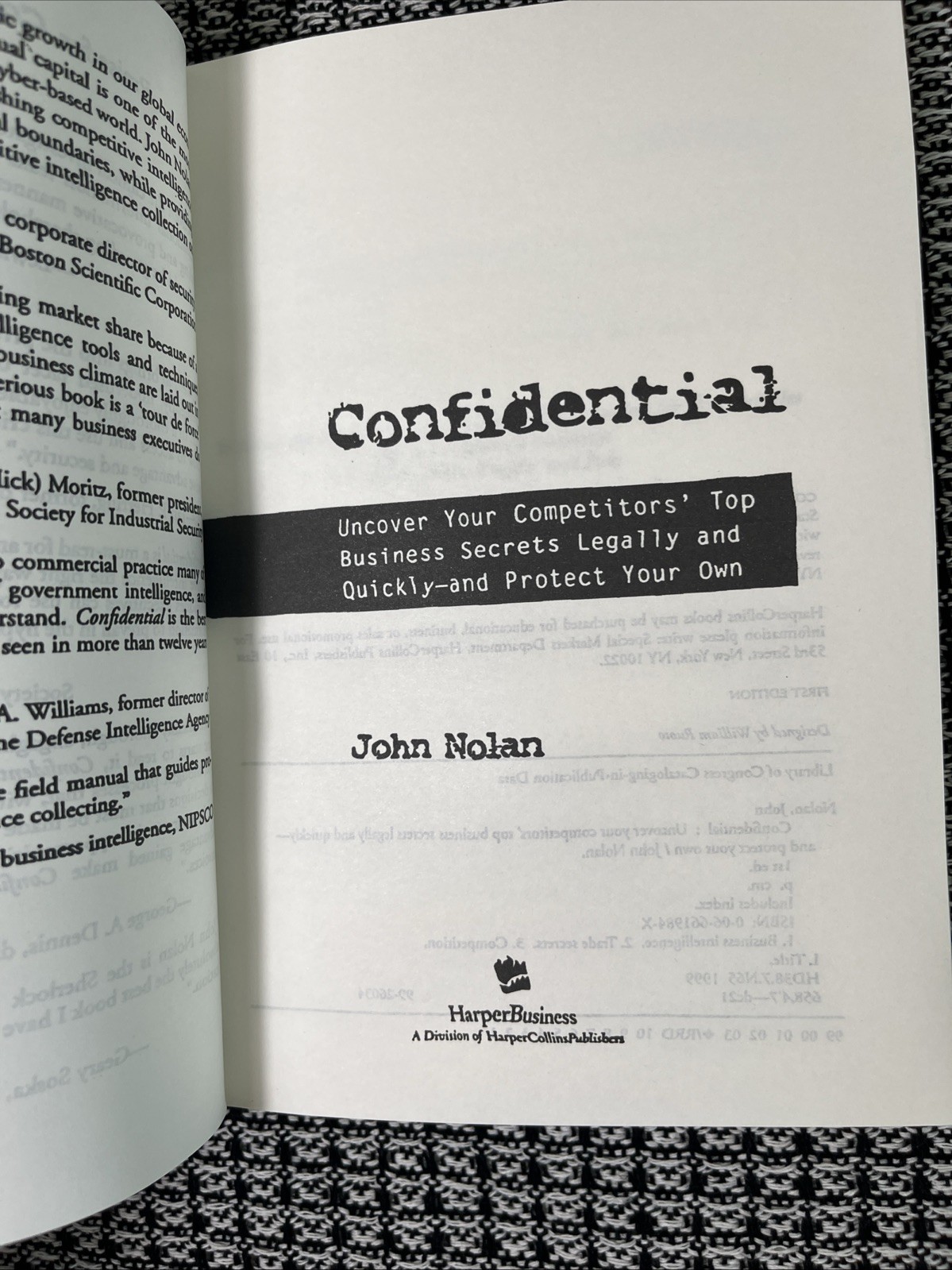 John Nolan CONFIDENTIAL: BUSINESS SECRETS, GETTING THEIRS, Brand New , Reprint
