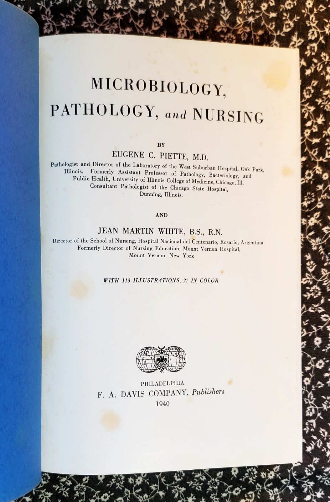 Microbiology Pathology And Nursing Eugene C. Piette, 1940, HC