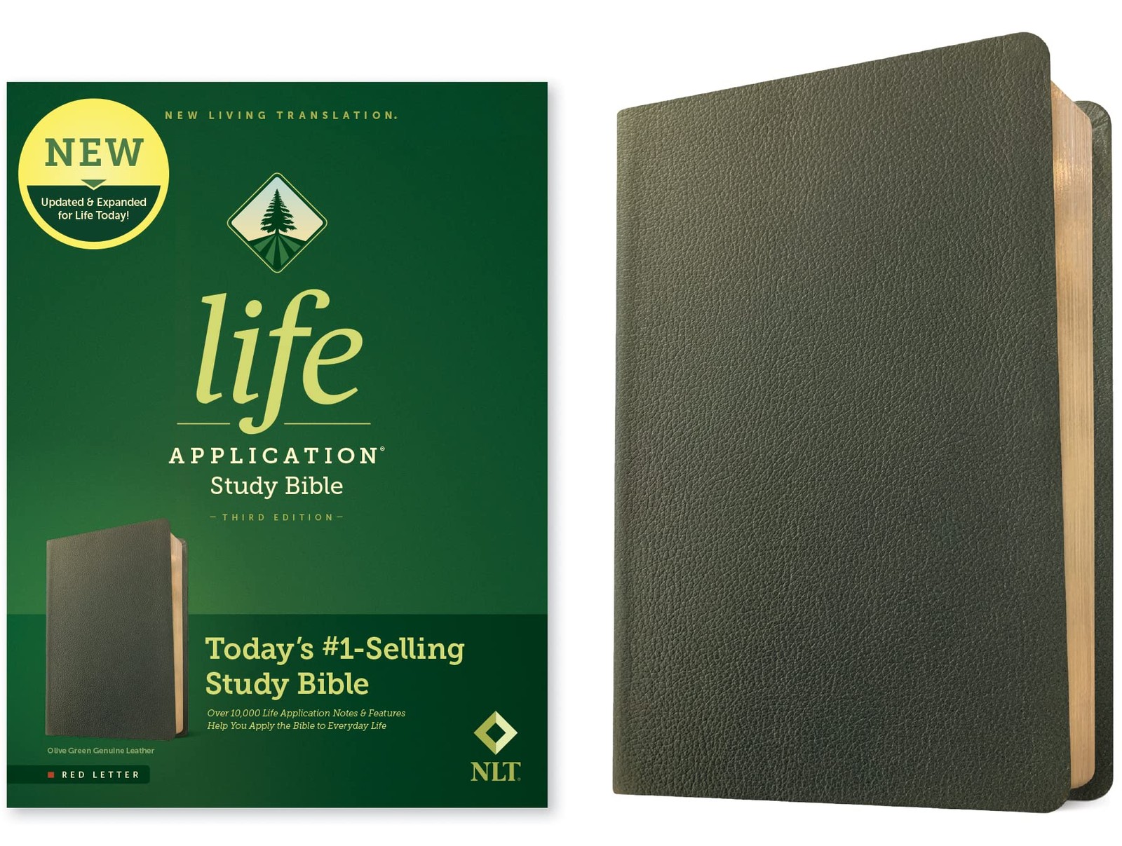 NLT Life Application Study Bible, Third Edition (Genuine Leather, Olive Gree…