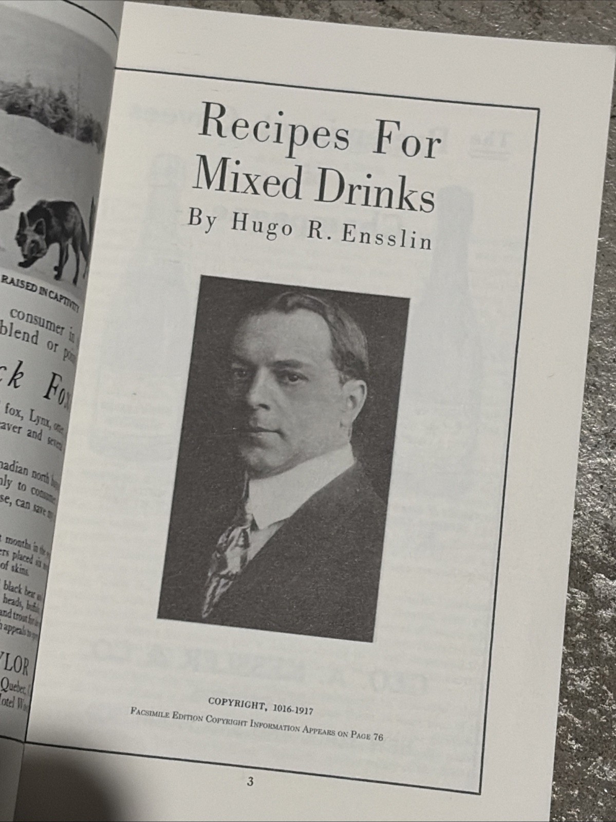Recipes for Mixed Drinks by Ensslin, Hugo R.100 Year Anniversary Limited Edition