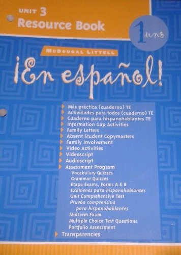 En Espaol, Unit 3, Level 1: Resource Book (McDougal Littell En Espaol!) (Spa…