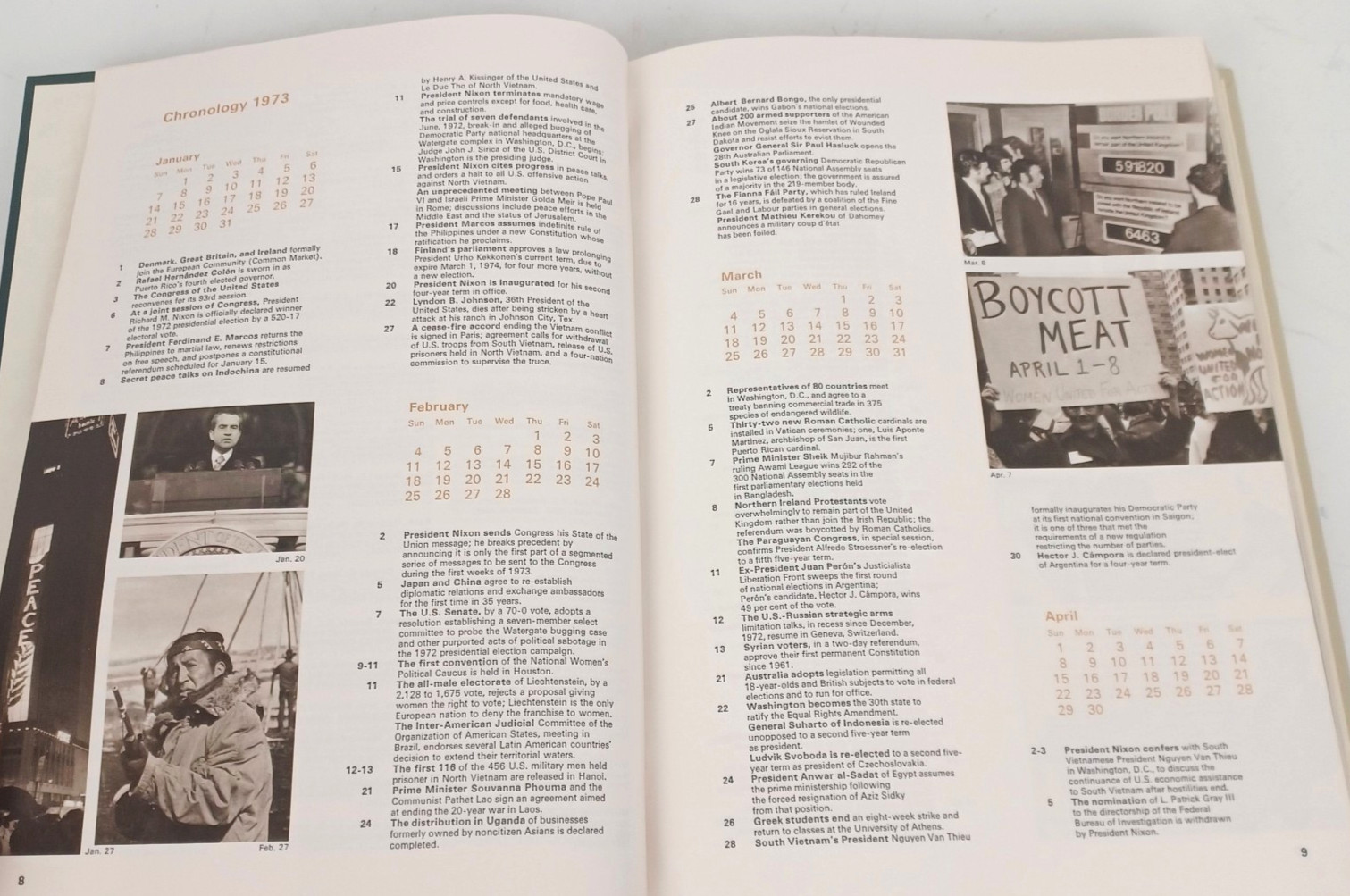 Vtg The World Book Yearbook 1974 Review of Events of 1973 Hard Cover 608 Pages