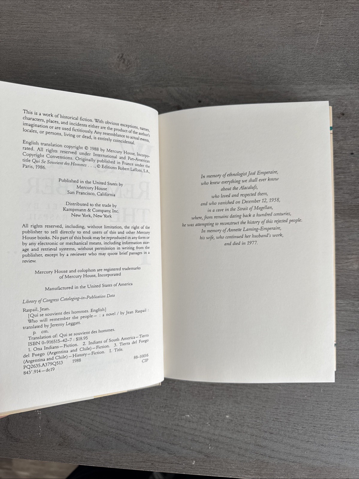 Who Will Remember the People – Jean Raspail (HC, 1988)