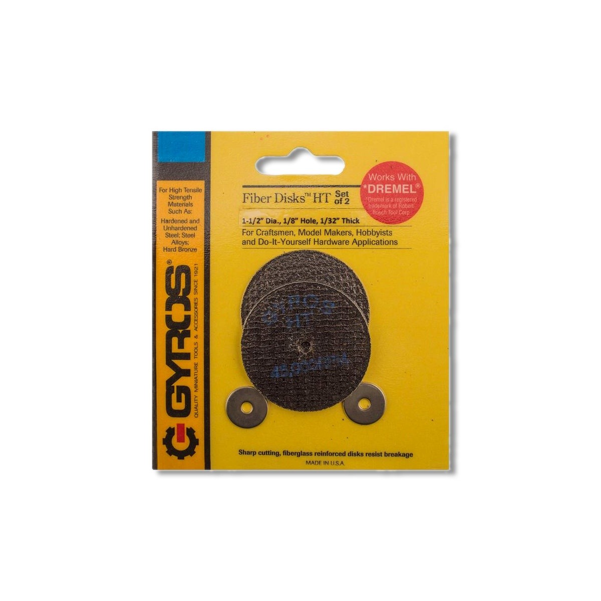 Gyros Tools Fiber Disks HT 1-1/2 in X 1/8 in Fiberglass Cutting 2 pc 11-32156