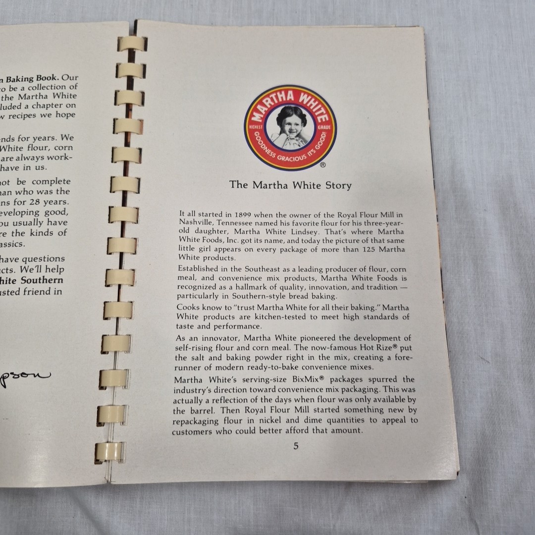 Martha White Southern Baking Book, Spiral Bound , Vintage 1983, 6″ X 8.5″